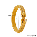 Customizable PVD 18K Gold Plated Stainless Steel Punk Style Crown Shape Chunky Bangles with Zircons