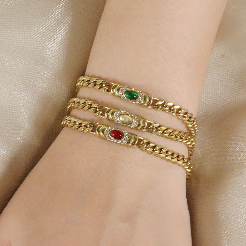 Customizable Vintage Stainless Steel Bracelet with Tiger Eye Stone Gold PVD Plated Fashionable Jewelry for Parties