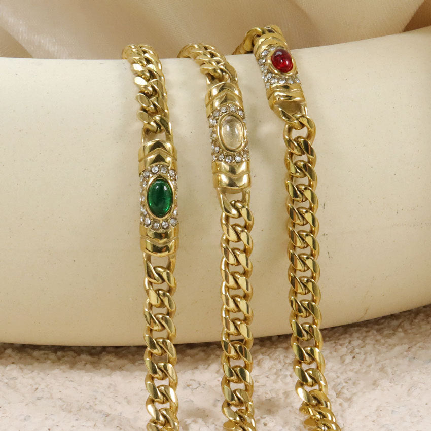 Customizable Vintage Stainless Steel Bracelet with Tiger Eye Stone Gold PVD Plated Fashionable Jewelry for Parties