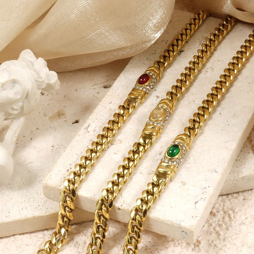Customizable Vintage Stainless Steel Bracelet with Tiger Eye Stone Gold PVD Plated Fashionable Jewelry for Parties