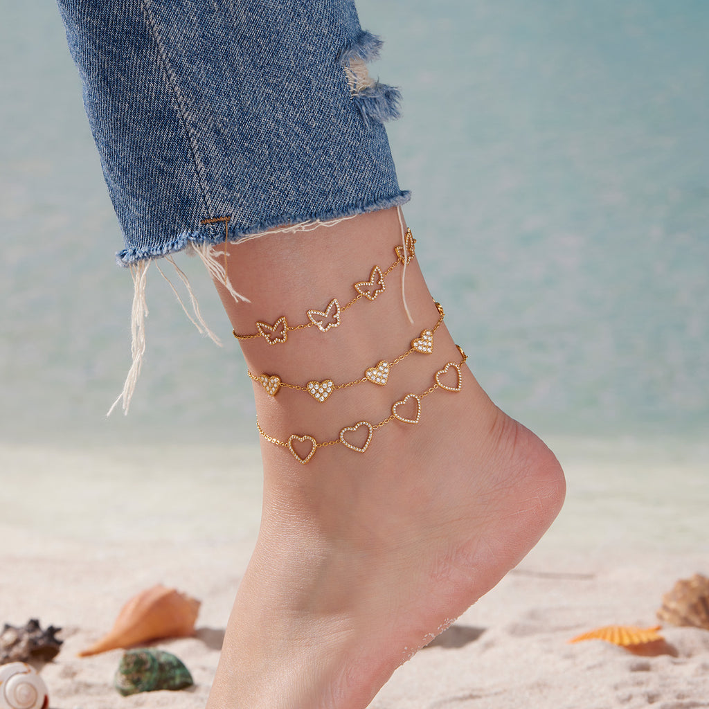 Trendy Stainless Steel Chain & Link Fashion Bracelets with 18K Gold Plated Zircon Crown Design Jewelry for Gift