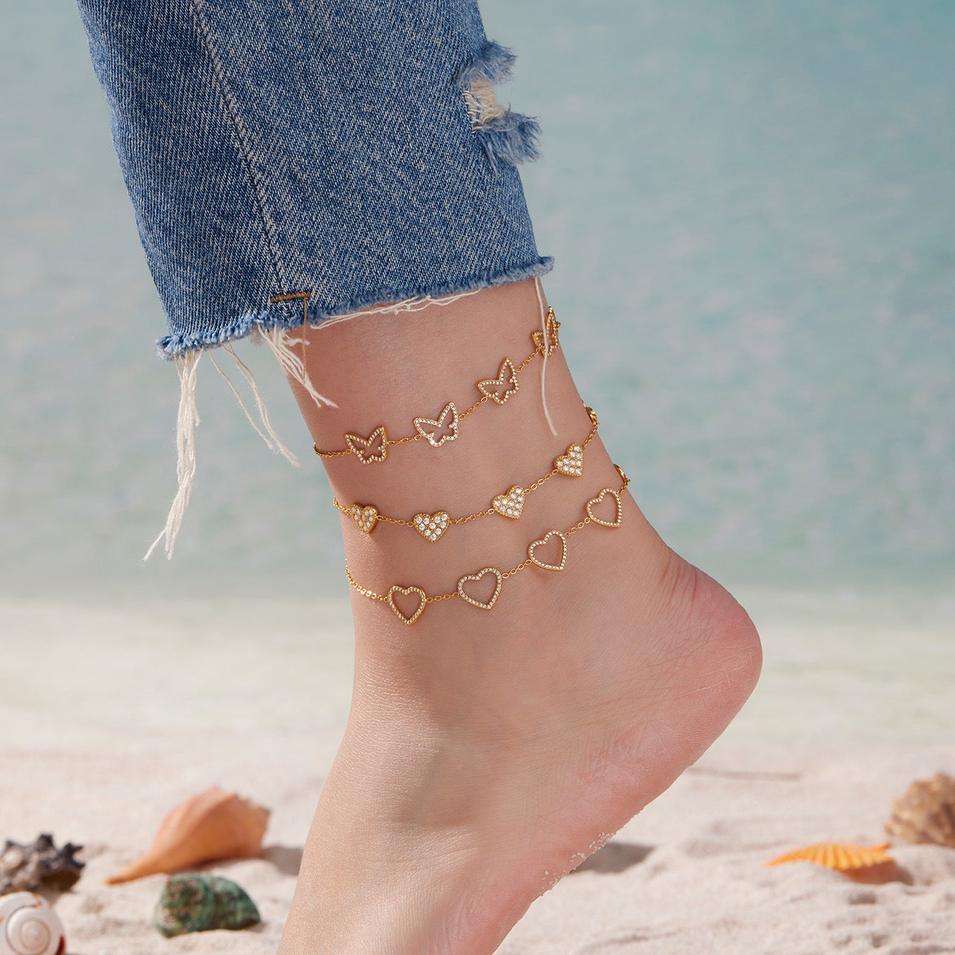 Trendy Stainless Steel Chain & Link Fashion Bracelets with 18K Gold Plated Zircon Crown Design Jewelry for Gift