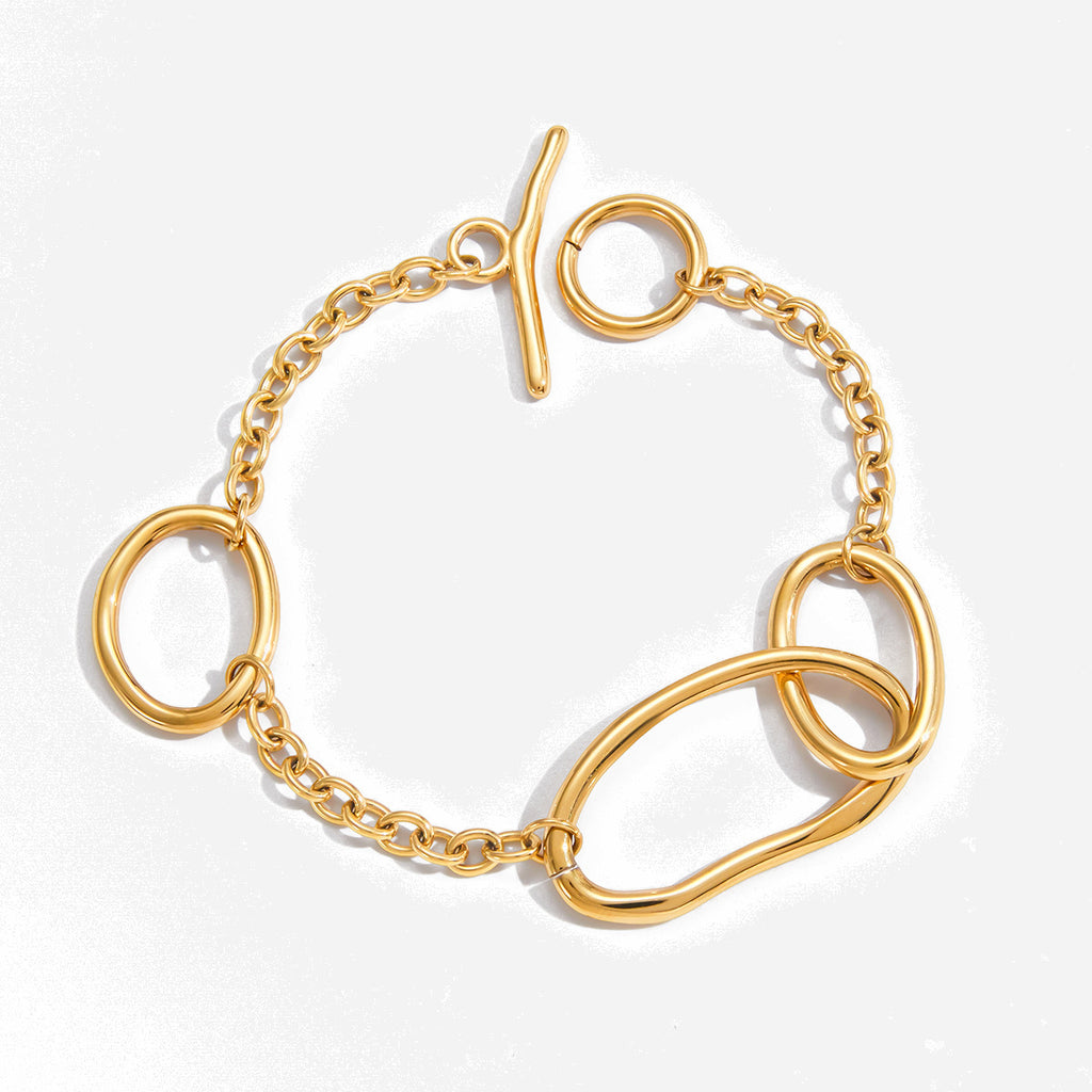 T Buckle Designer Jewelry Bracelet Real Gold PVD Plated Stainless Steel Fashion Jewelry Bracelet Bangles Wholesale
