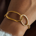 T Buckle Designer Jewelry Bracelet Real Gold PVD Plated Stainless Steel Fashion Jewelry Bracelet Bangles Wholesale