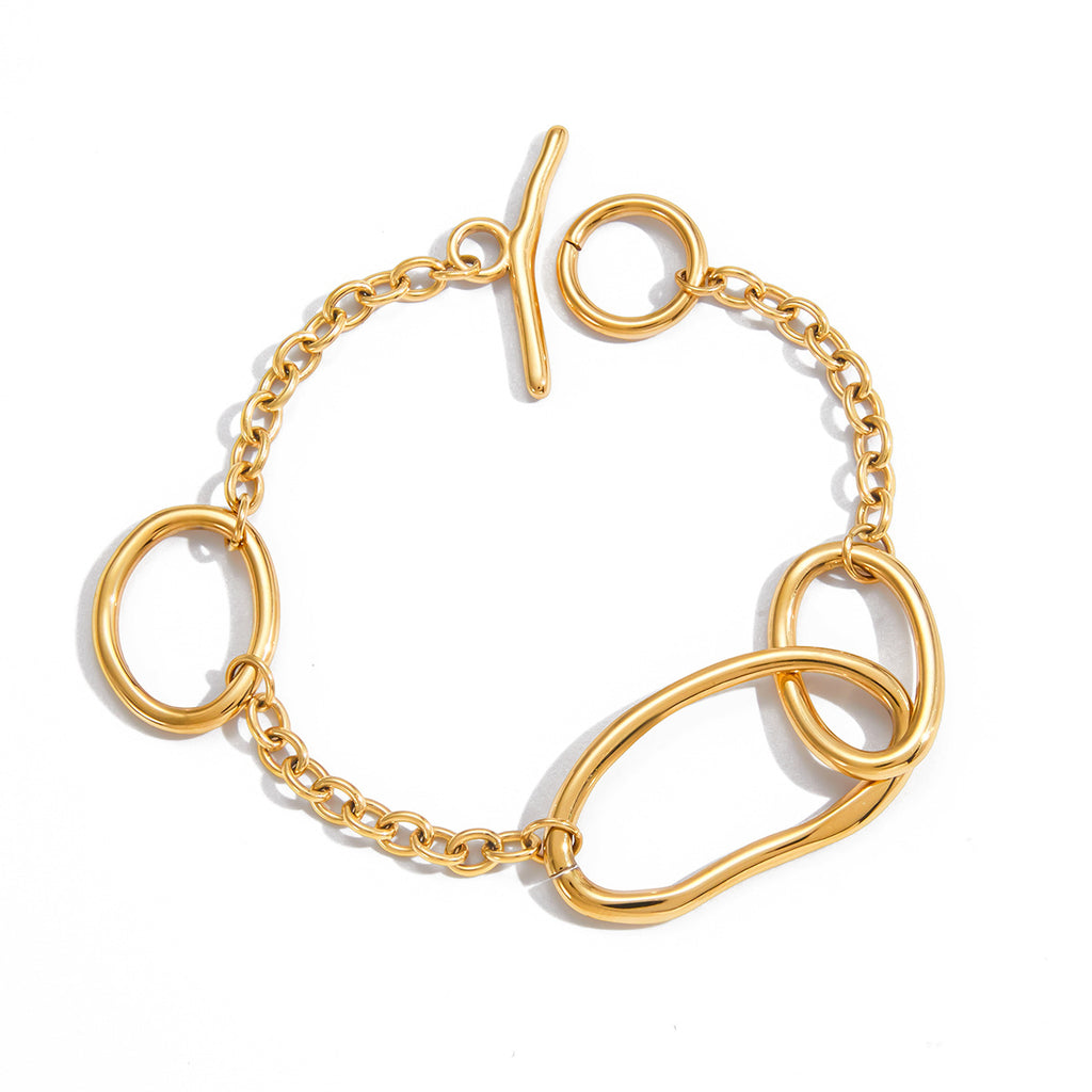 T Buckle Designer Jewelry Bracelet Real Gold PVD Plated Stainless Steel Fashion Jewelry Bracelet Bangles Wholesale