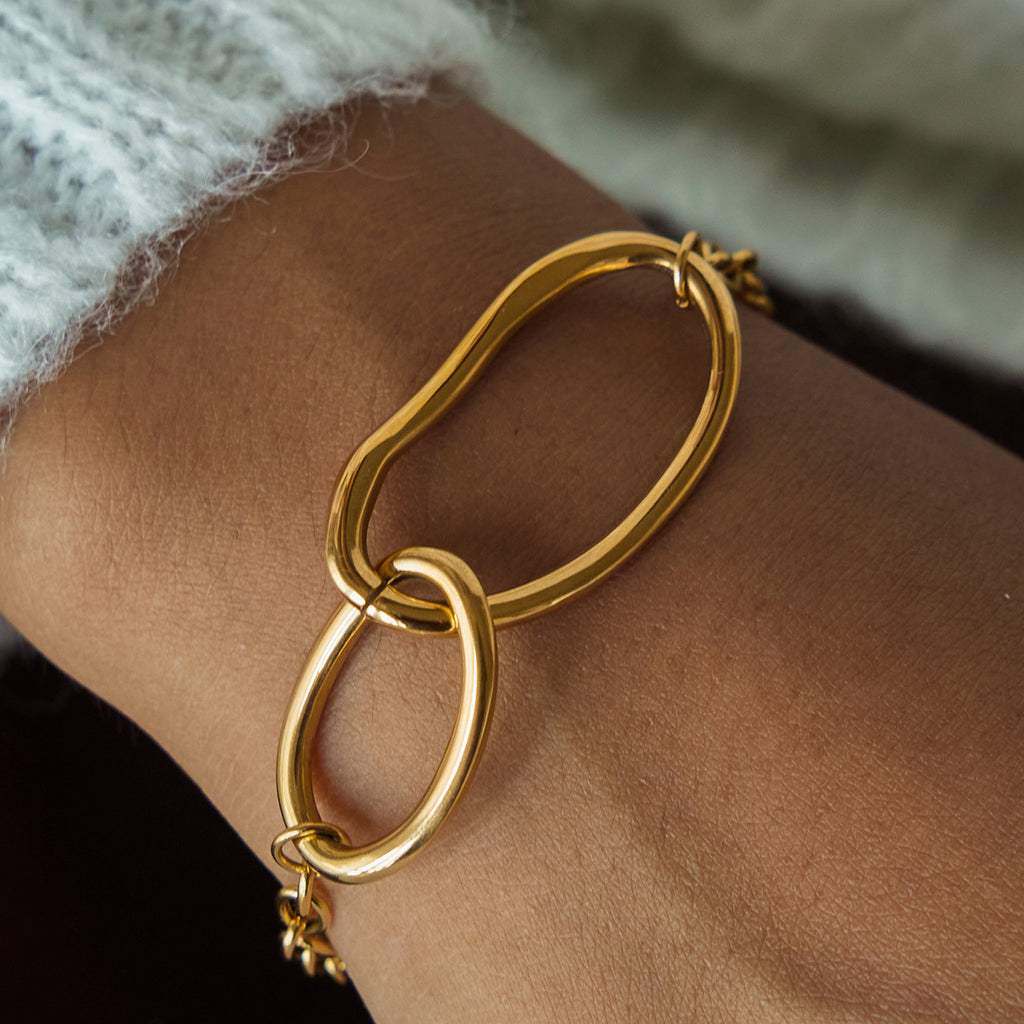 T Buckle Designer Jewelry Bracelet Real Gold PVD Plated Stainless Steel Fashion Jewelry Bracelet Bangles Wholesale