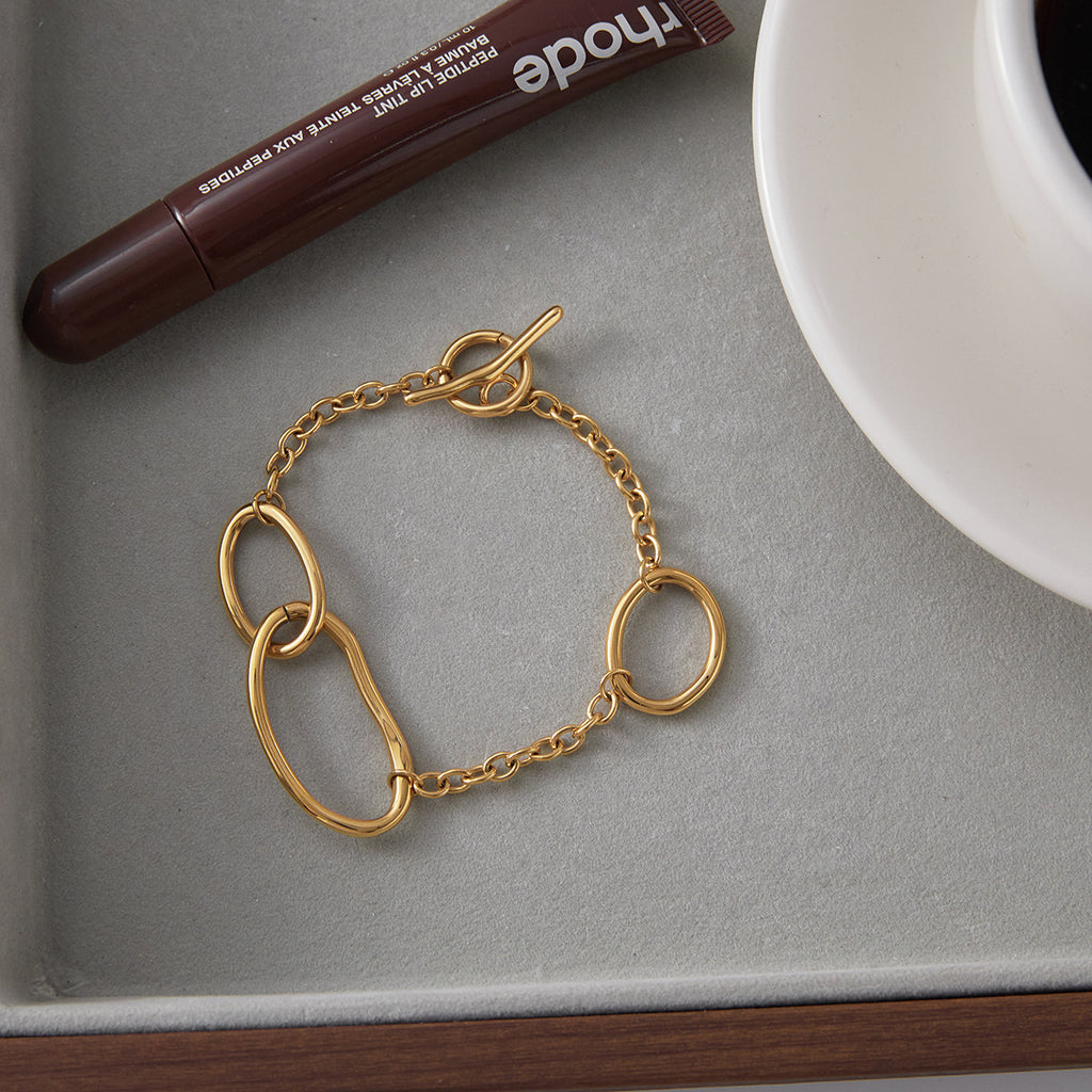 T Buckle Designer Jewelry Bracelet Real Gold PVD Plated Stainless Steel Fashion Jewelry Bracelet Bangles Wholesale