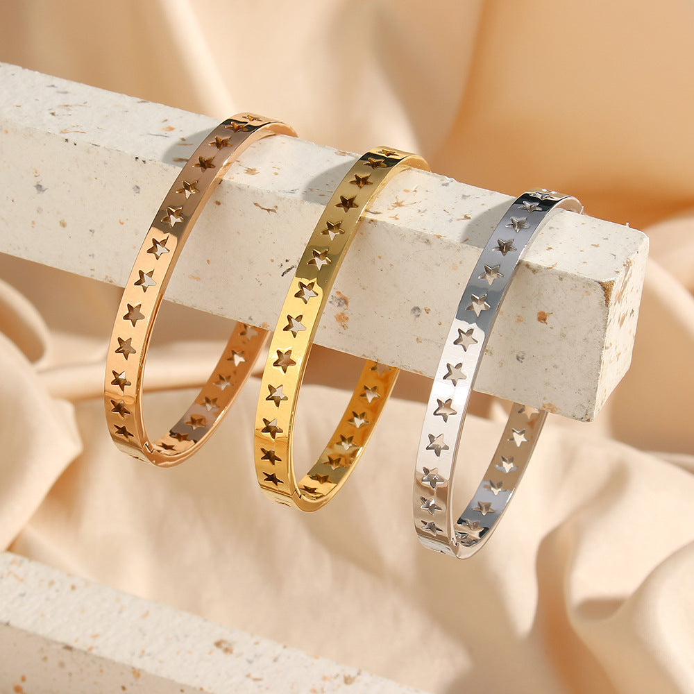 Customizable Real Gold Plated Stainless Steel Cuff Bracelets Fashion Jewelry for Girls