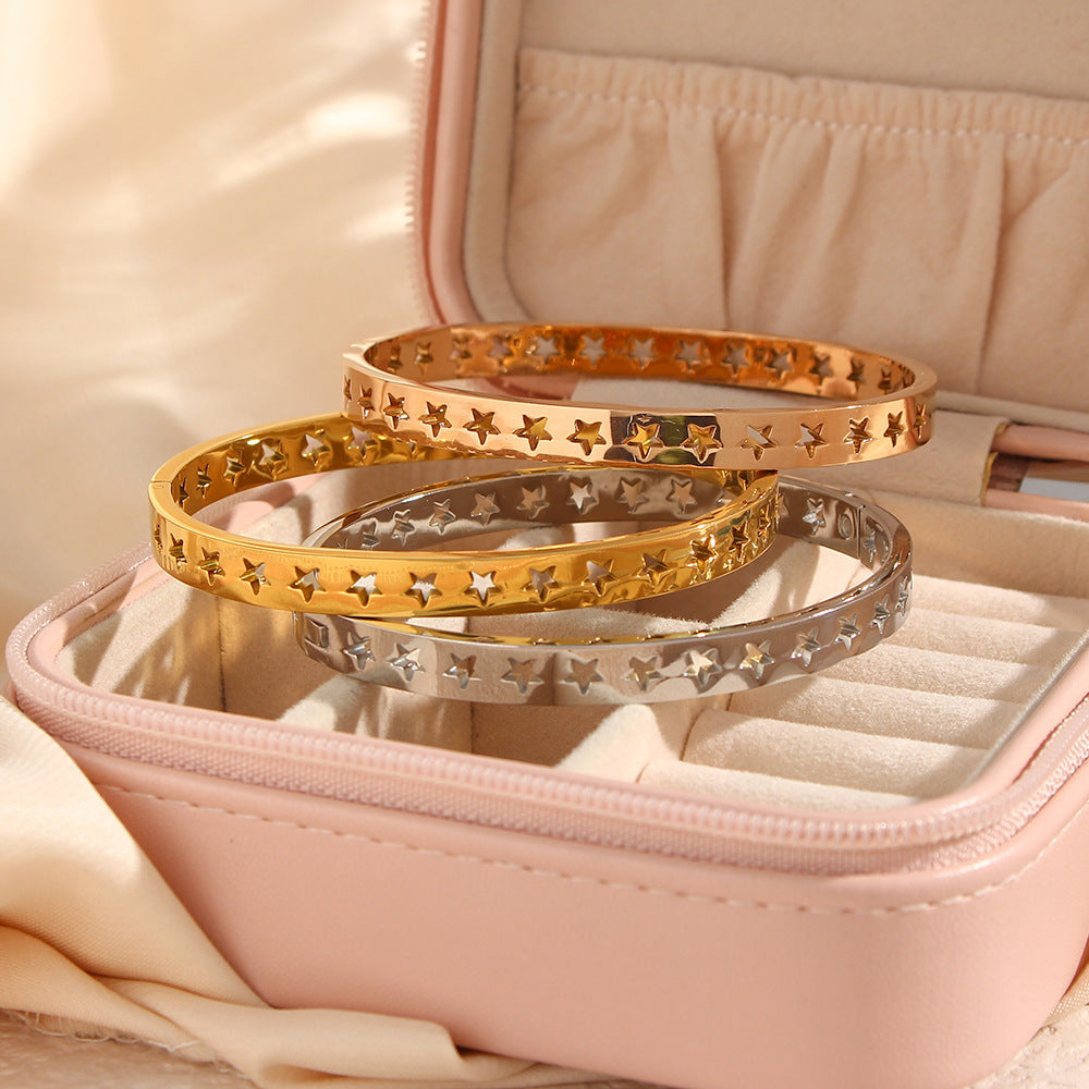Customizable Real Gold Plated Stainless Steel Cuff Bracelets Fashion Jewelry for Girls