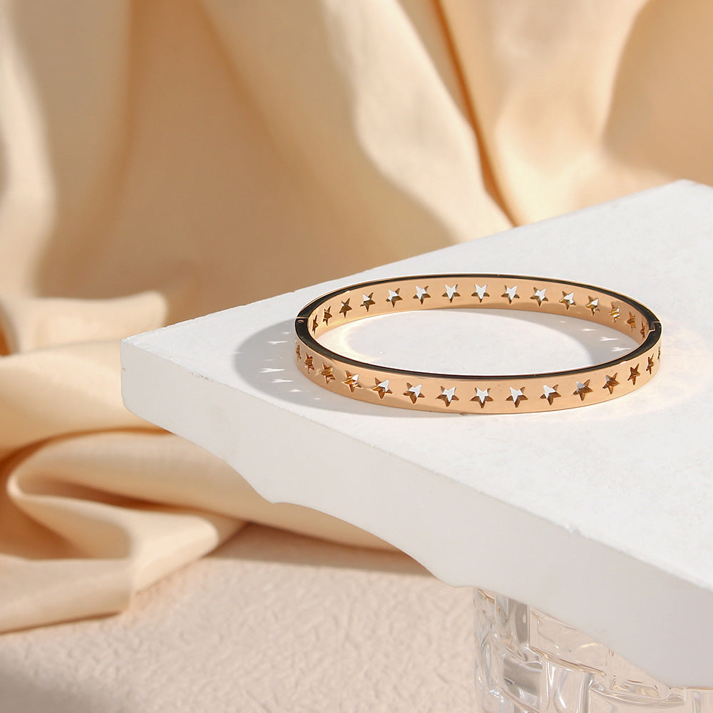 Customizable Real Gold Plated Stainless Steel Cuff Bracelets Fashion Jewelry for Girls
