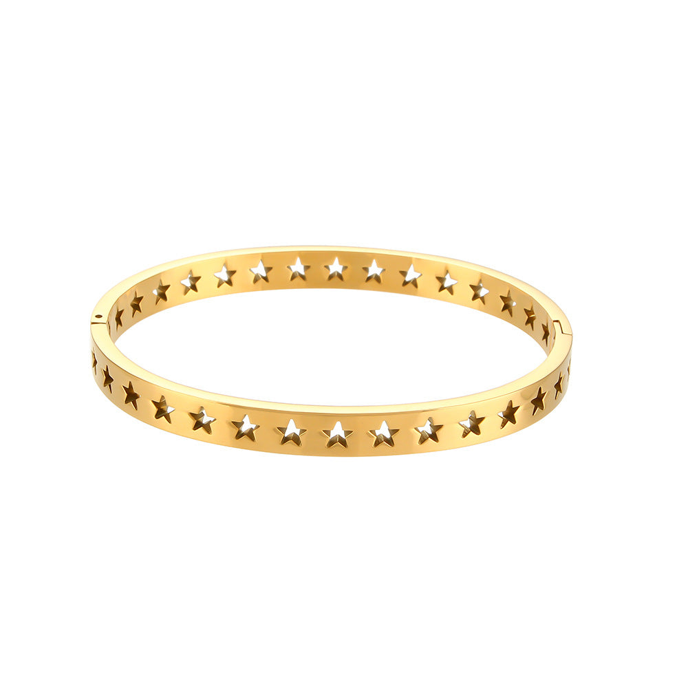 Customizable Real Gold Plated Stainless Steel Cuff Bracelets Fashion Jewelry for Girls