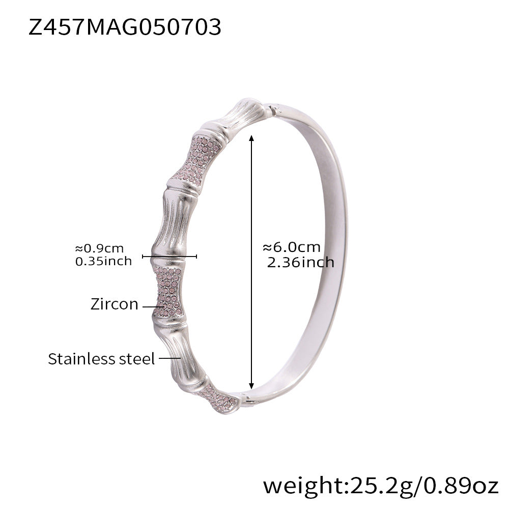 Real Gold Plated Stainless Steel Fashion Cuff Bracelets Elegant Open & Close Bangles with Zircons for Girls Fine Jewelry