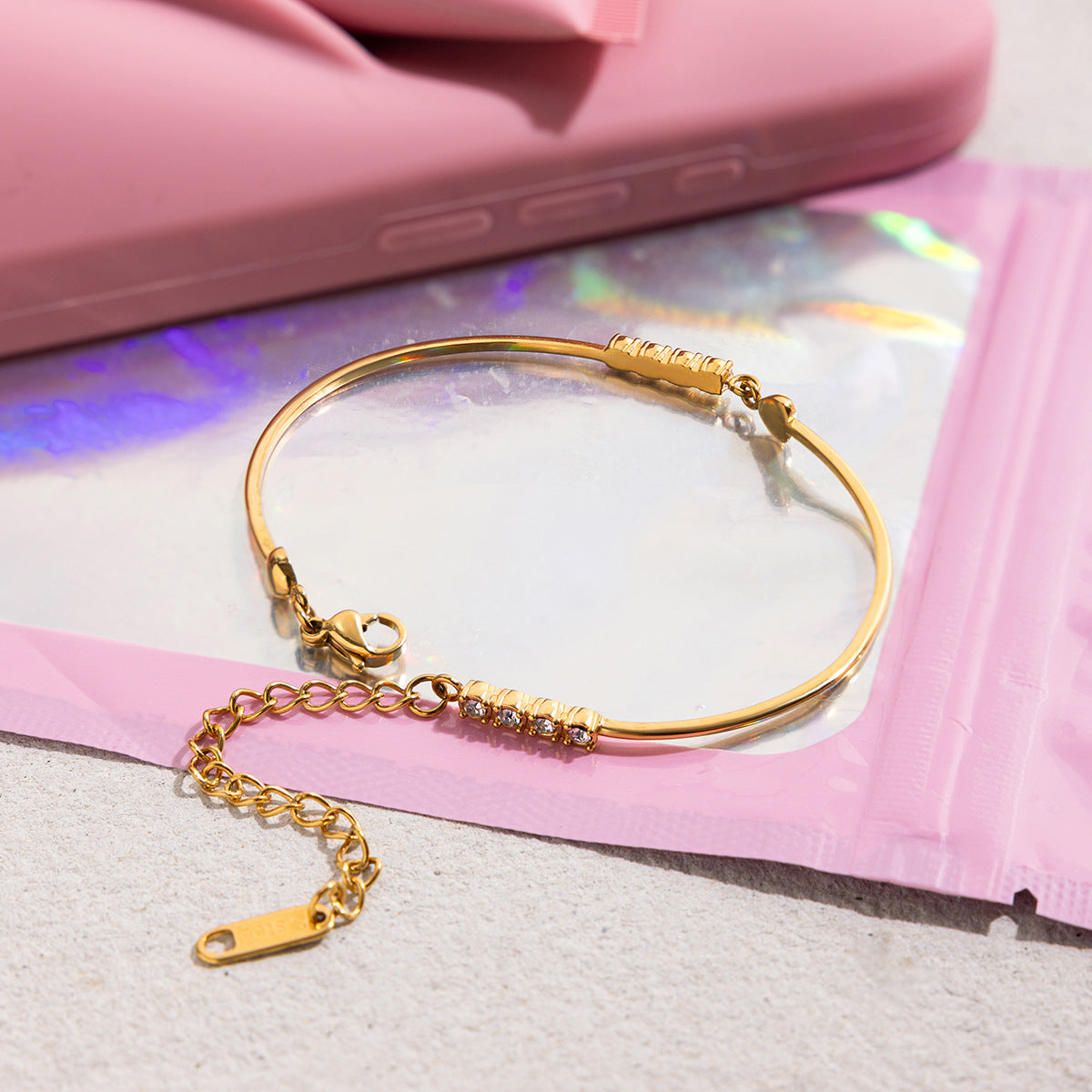 Wholesale Factory Direct Trendy White Zircon Real Gold Plated Stainless Steel Bracelets Fashion Chain Link Bracelets for Gifts