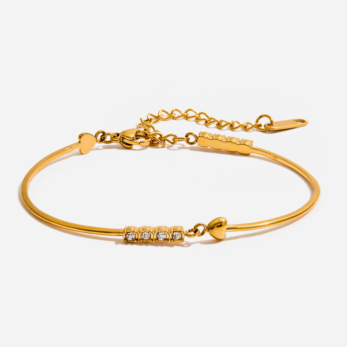 Wholesale Factory Direct Trendy White Zircon Real Gold Plated Stainless Steel Bracelets Fashion Chain Link Bracelets for Gifts