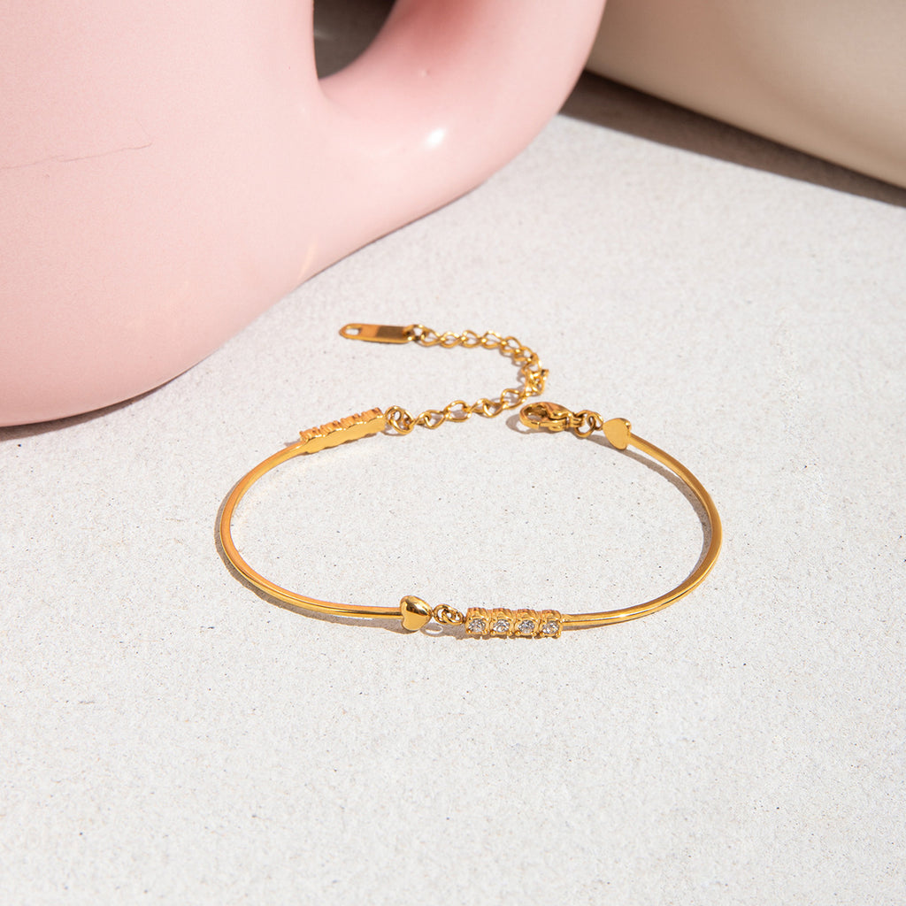 Wholesale Factory Direct Trendy White Zircon Real Gold Plated Stainless Steel Bracelets Fashion Chain Link Bracelets for Gifts