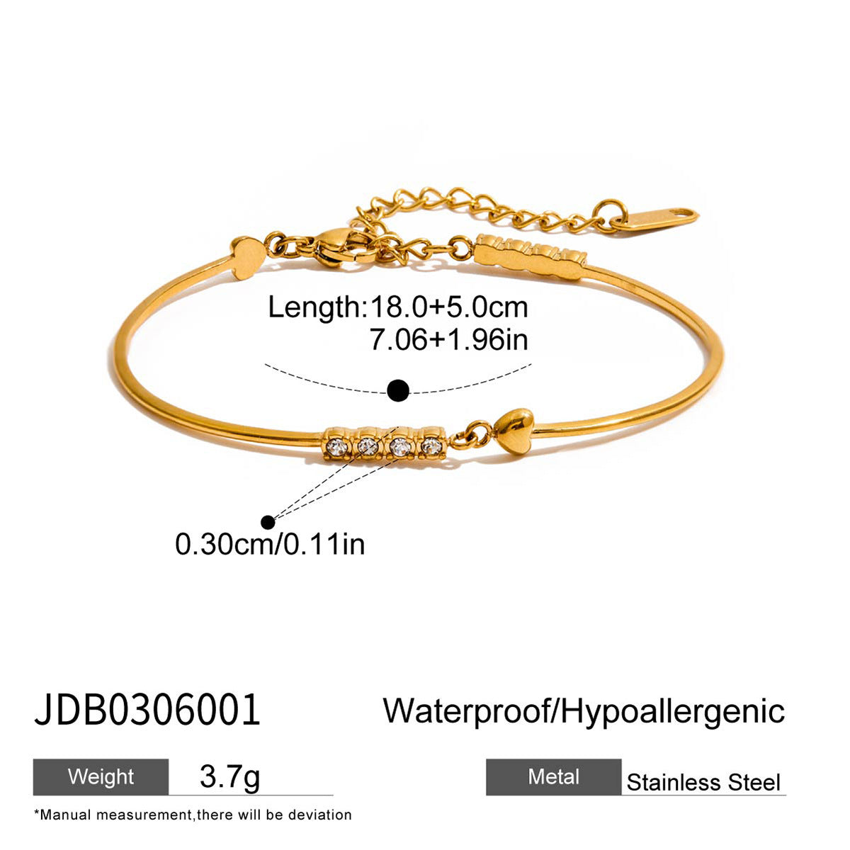 Wholesale Factory Direct Trendy White Zircon Real Gold Plated Stainless Steel Bracelets Fashion Chain Link Bracelets for Gifts