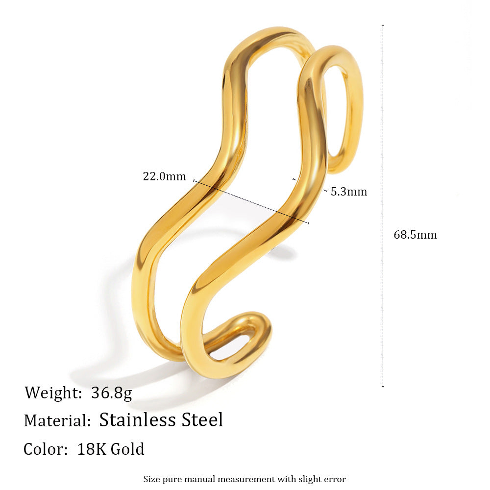 Wholesale Open Bangle Fashion Cuff Bracelets Real Gold PVD Plated Stainless Steel with Pearls for Girls