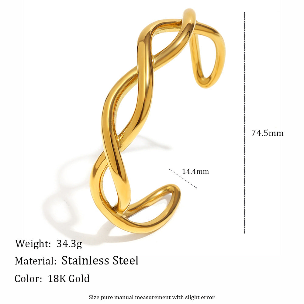 Wholesale Open Bangle Fashion Cuff Bracelets Real Gold PVD Plated Stainless Steel with Pearls for Girls