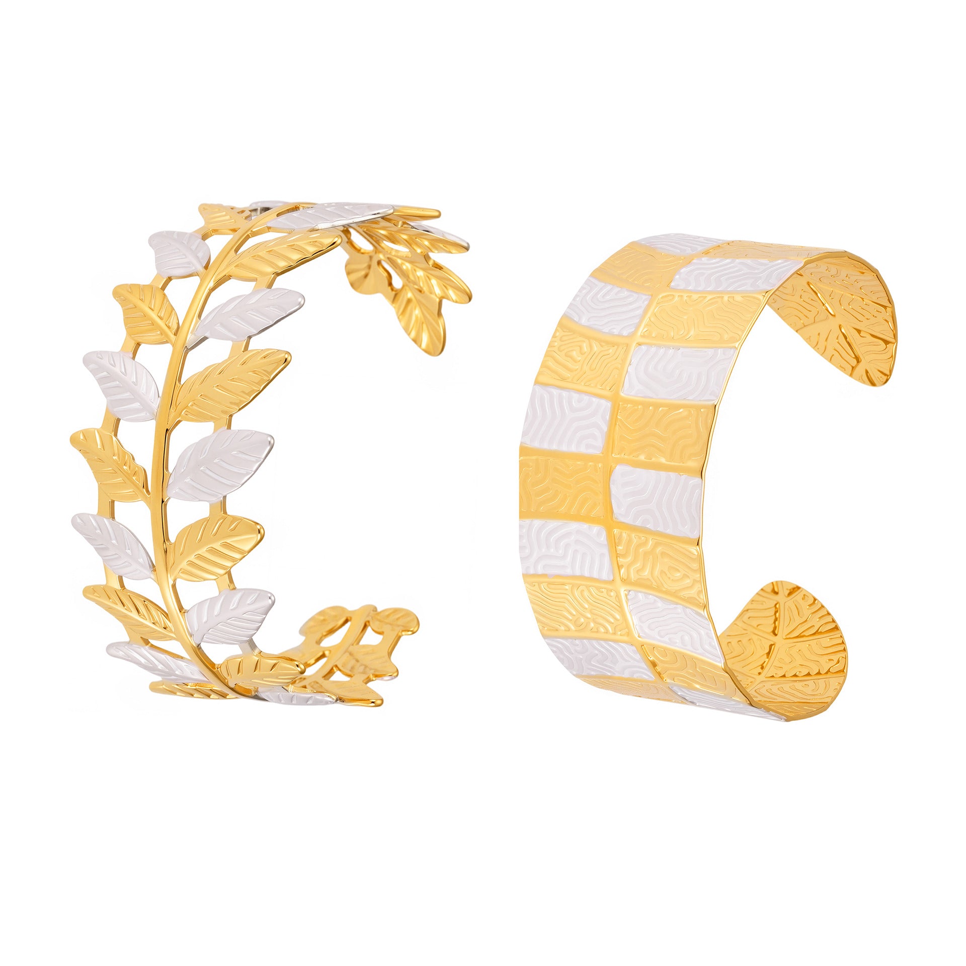 Real Gold Plated Stainless Steel Open Cuff Bangle White Enameling Colors Fashion Cuff Bracelets for Girls Fine Jewelry