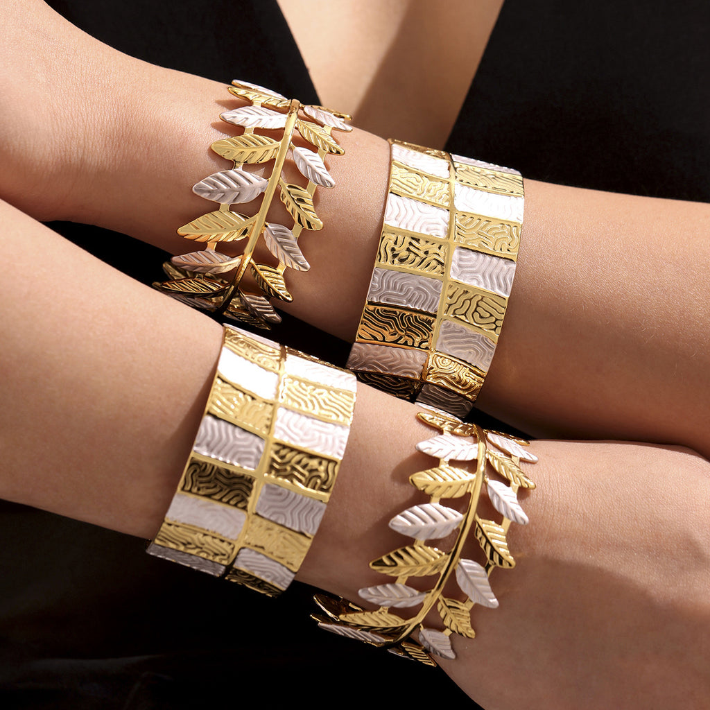Real Gold Plated Stainless Steel Open Cuff Bangle White Enameling Colors Fashion Cuff Bracelets for Girls Fine Jewelry