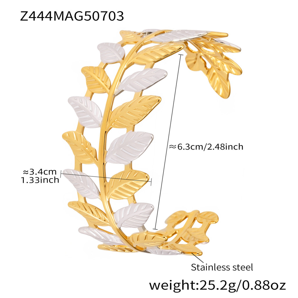 Real Gold Plated Stainless Steel Open Cuff Bangle White Enameling Colors Fashion Cuff Bracelets for Girls Fine Jewelry