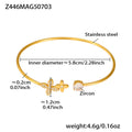 Real Gold Plated Stainless Steel Fashion Cuff Bracelets Elegant Open Cuff Bangles with Zircons for Girls Fine Jewelry