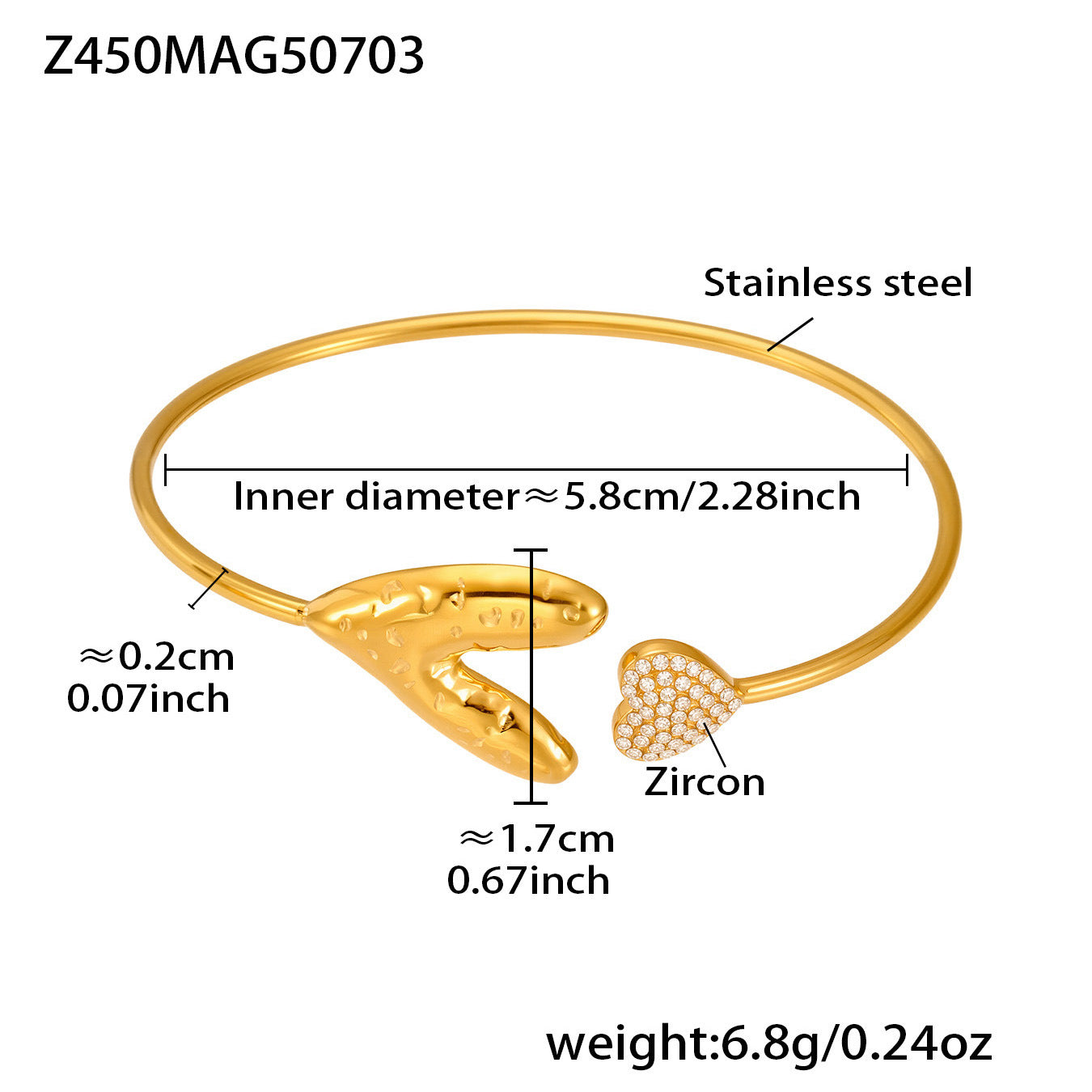 Real Gold Plated Stainless Steel Fashion Cuff Bracelets Elegant Open Cuff Bangles with Zircons for Girls Fine Jewelry