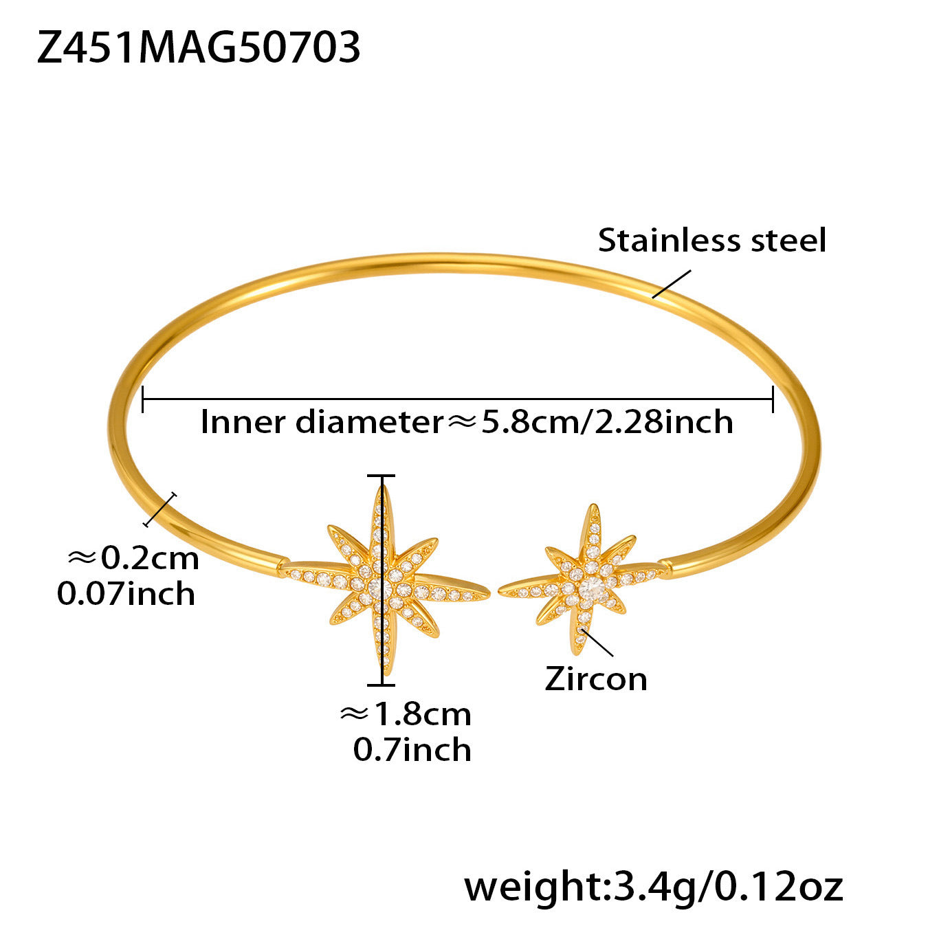 Real Gold Plated Stainless Steel Fashion Cuff Bracelets Elegant Open Cuff Bangles with Zircons for Girls Fine Jewelry
