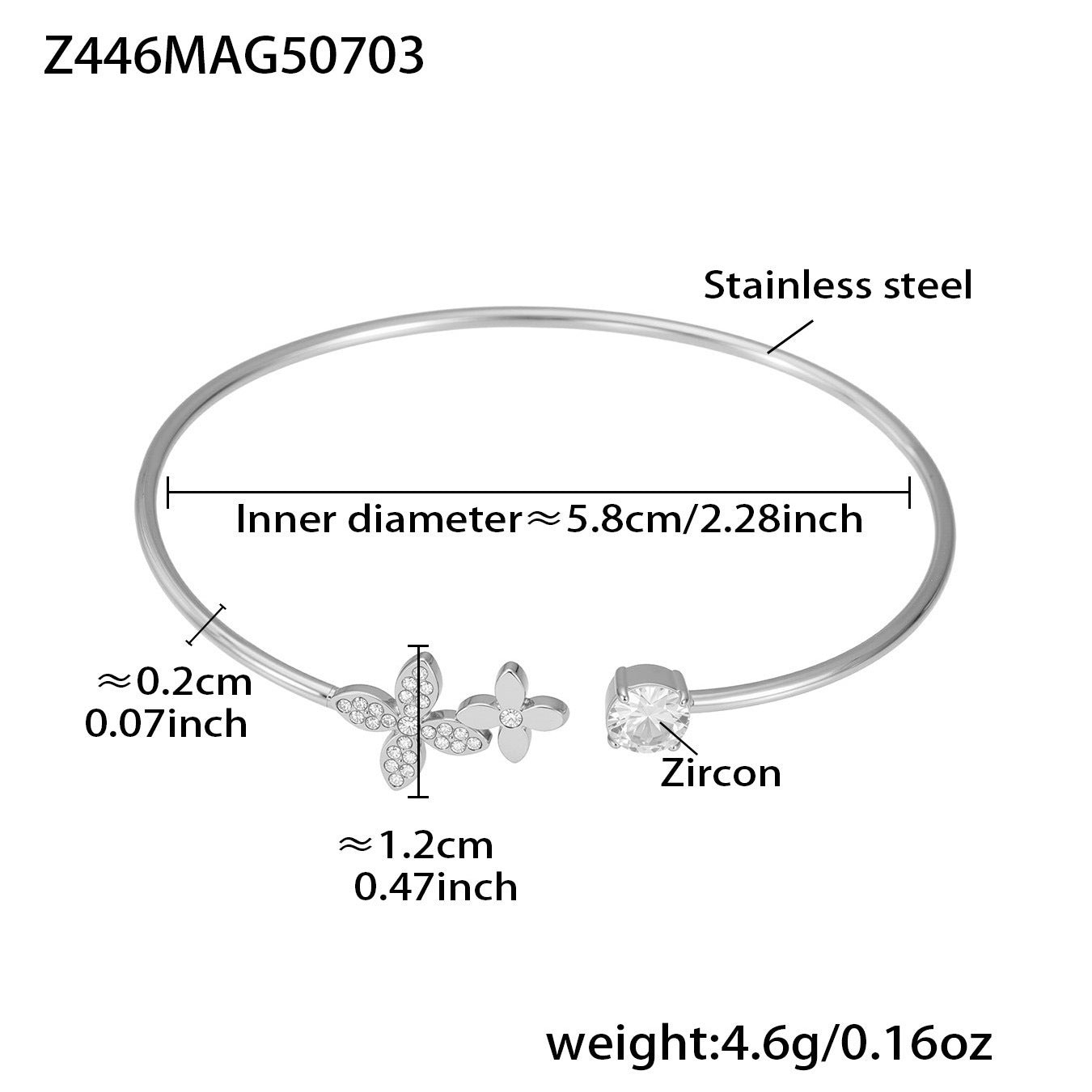 Real Gold Plated Stainless Steel Fashion Cuff Bracelets Elegant Open Cuff Bangles with Zircons for Girls Fine Jewelry