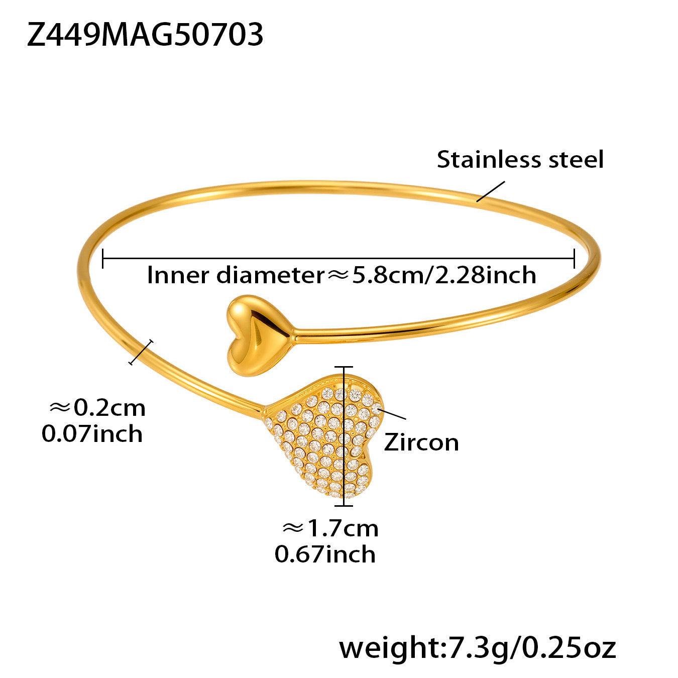 Real Gold Plated Stainless Steel Fashion Cuff Bracelets Elegant Open Cuff Bangles with Zircons for Girls Fine Jewelry