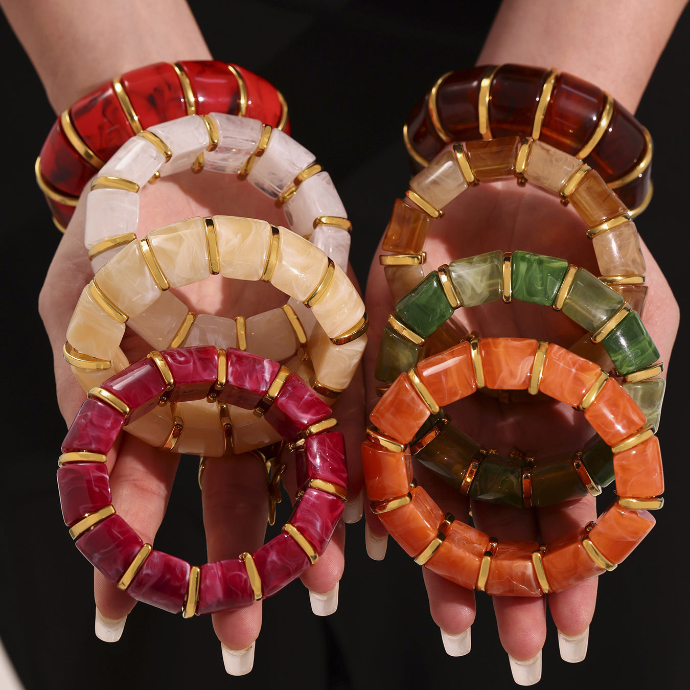 Wholesale Bohemian Style Trendy Crown-shaped Wrap Bracelets Natural Stone Elastic Rope Adjustable Colorful Gemstone Gift