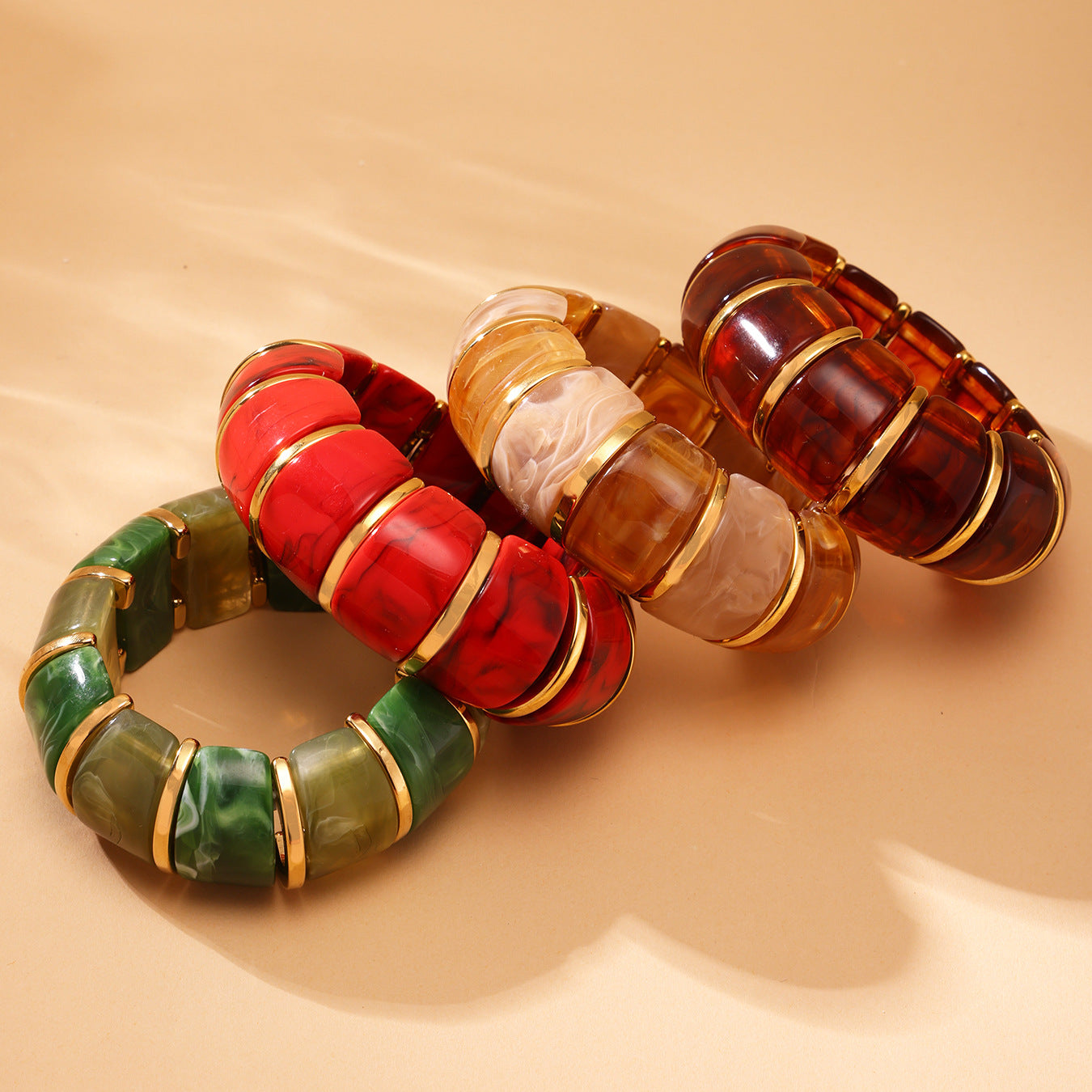 Wholesale Bohemian Style Trendy Crown-shaped Wrap Bracelets Natural Stone Elastic Rope Adjustable Colorful Gemstone Gift