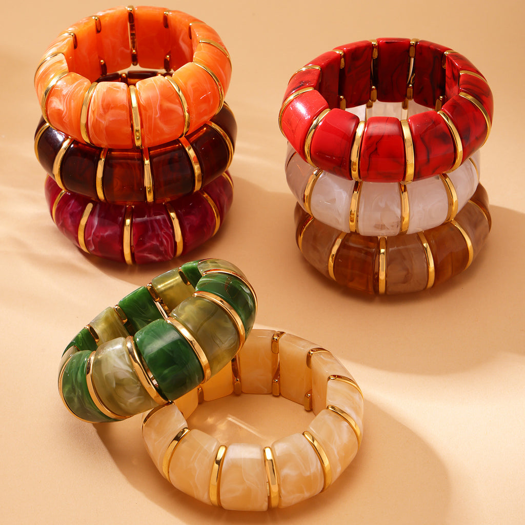 Wholesale Bohemian Style Trendy Crown-shaped Wrap Bracelets Natural Stone Elastic Rope Adjustable Colorful Gemstone Gift