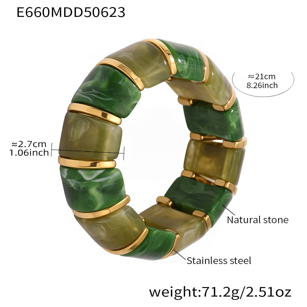 Wholesale Bohemian Style Trendy Crown-shaped Wrap Bracelets Natural Stone Elastic Rope Adjustable Colorful Gemstone Gift