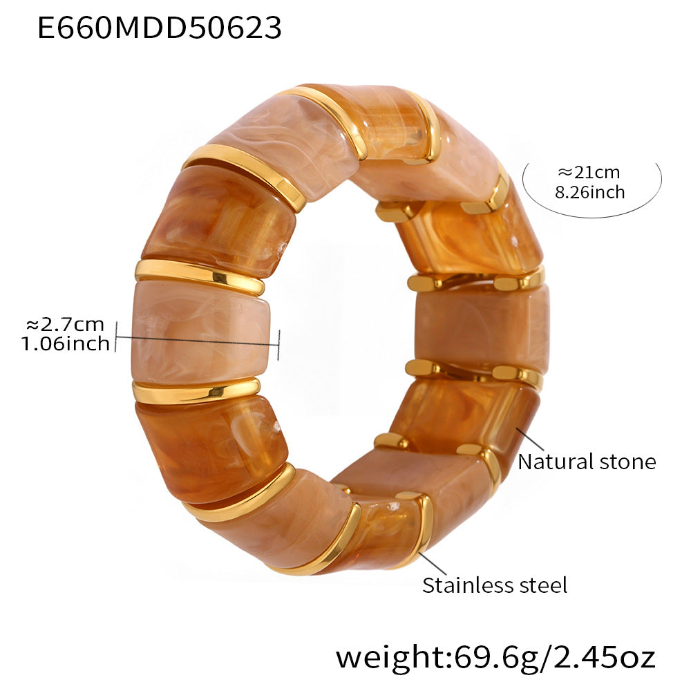 Wholesale Bohemian Style Trendy Crown-shaped Wrap Bracelets Natural Stone Elastic Rope Adjustable Colorful Gemstone Gift