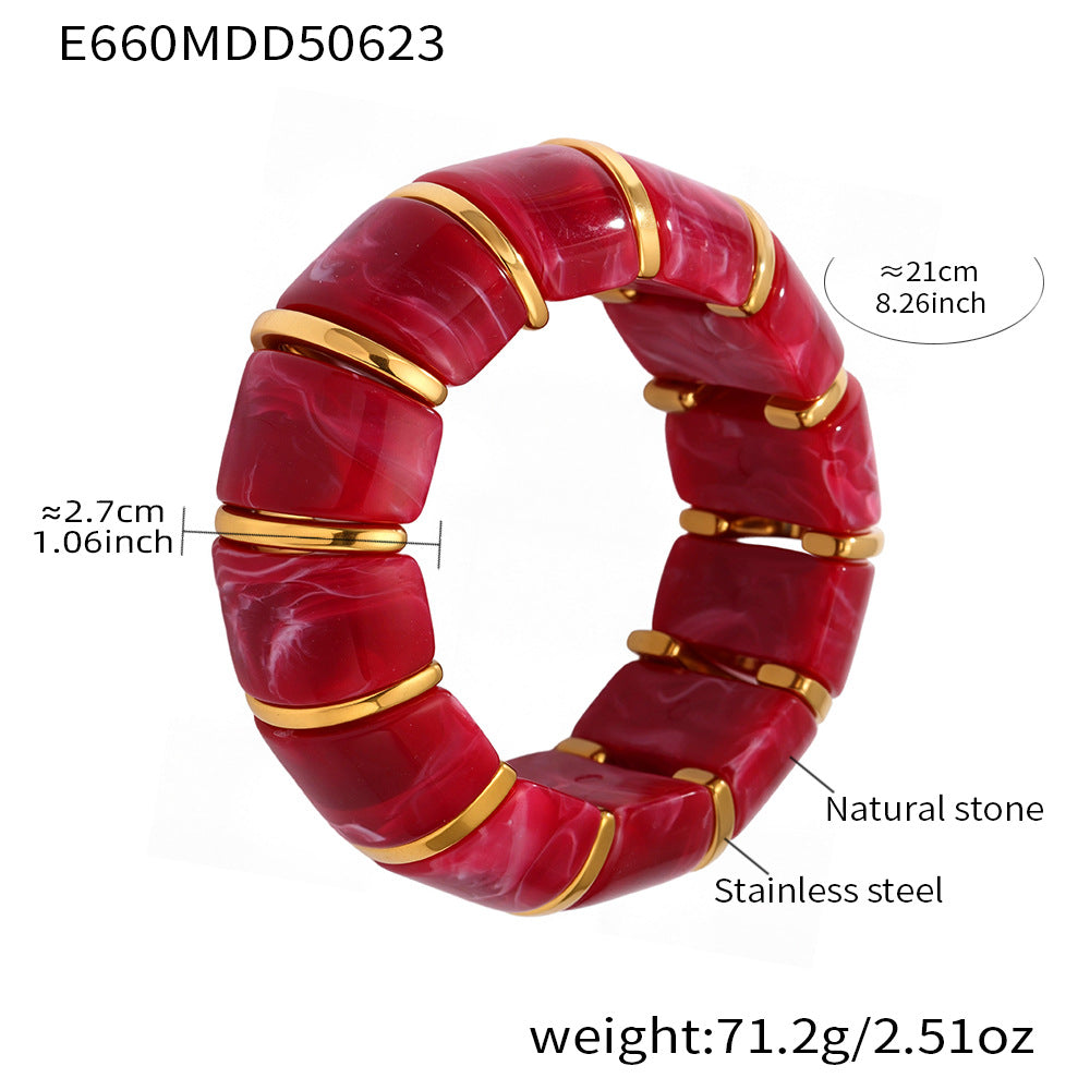 Wholesale Bohemian Style Trendy Crown-shaped Wrap Bracelets Natural Stone Elastic Rope Adjustable Colorful Gemstone Gift