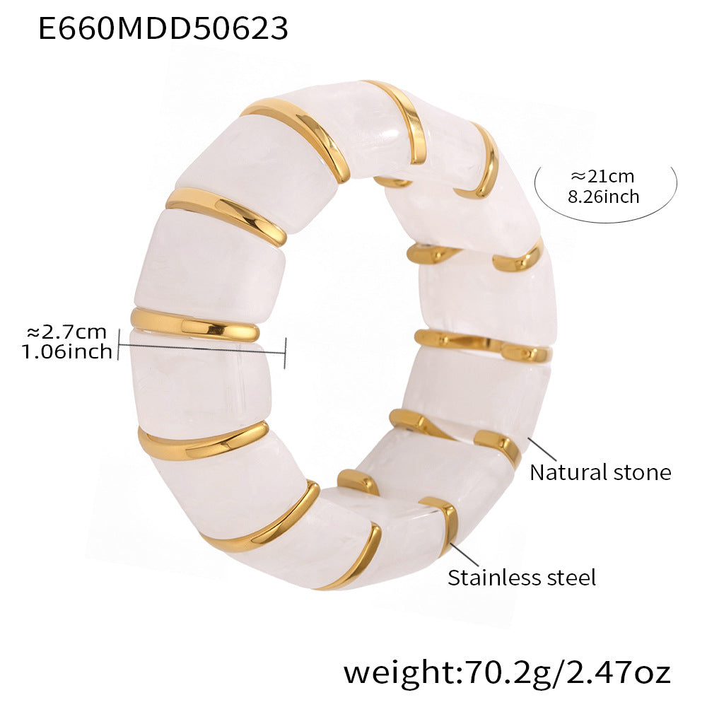 Wholesale Bohemian Style Trendy Crown-shaped Wrap Bracelets Natural Stone Elastic Rope Adjustable Colorful Gemstone Gift