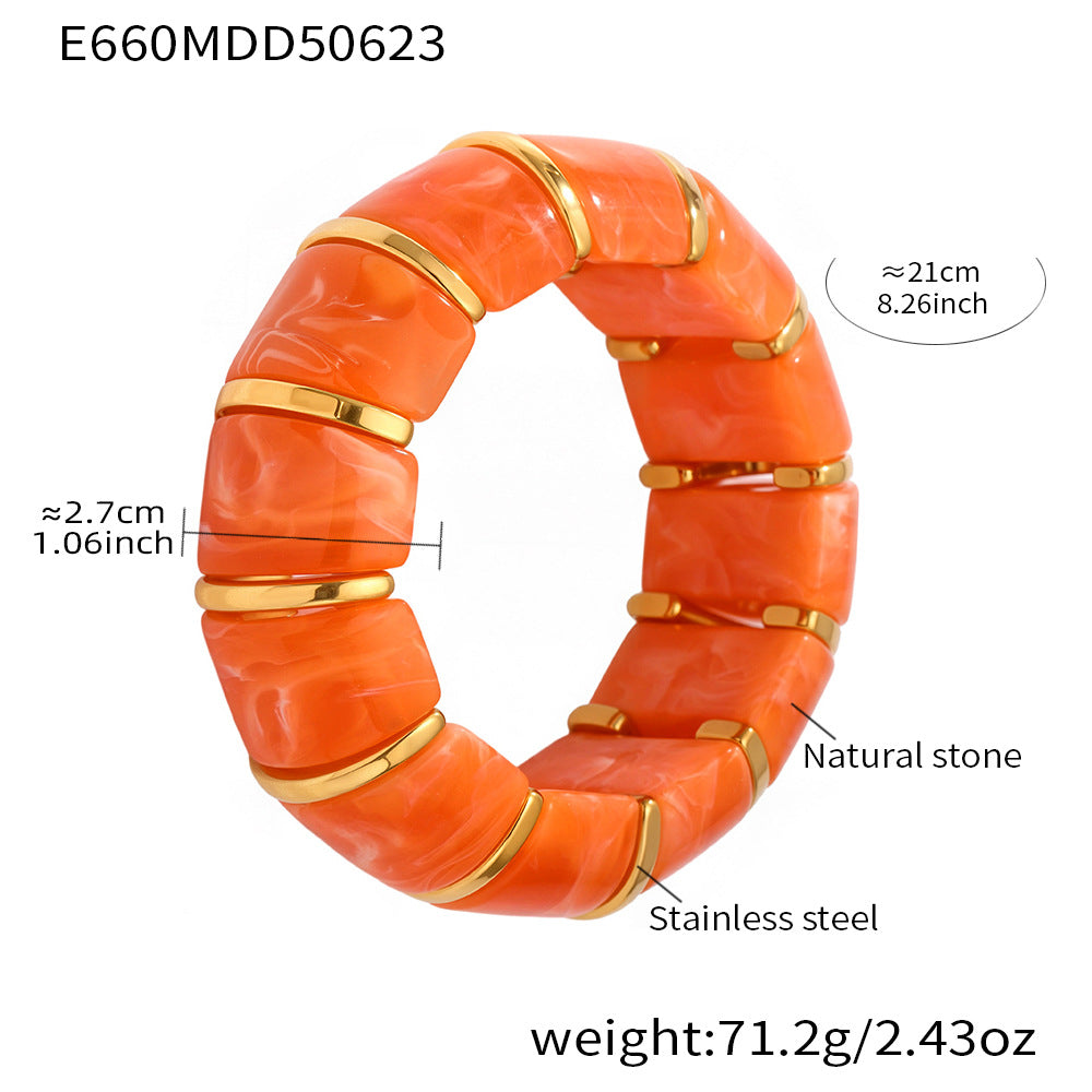 Wholesale Bohemian Style Trendy Crown-shaped Wrap Bracelets Natural Stone Elastic Rope Adjustable Colorful Gemstone Gift