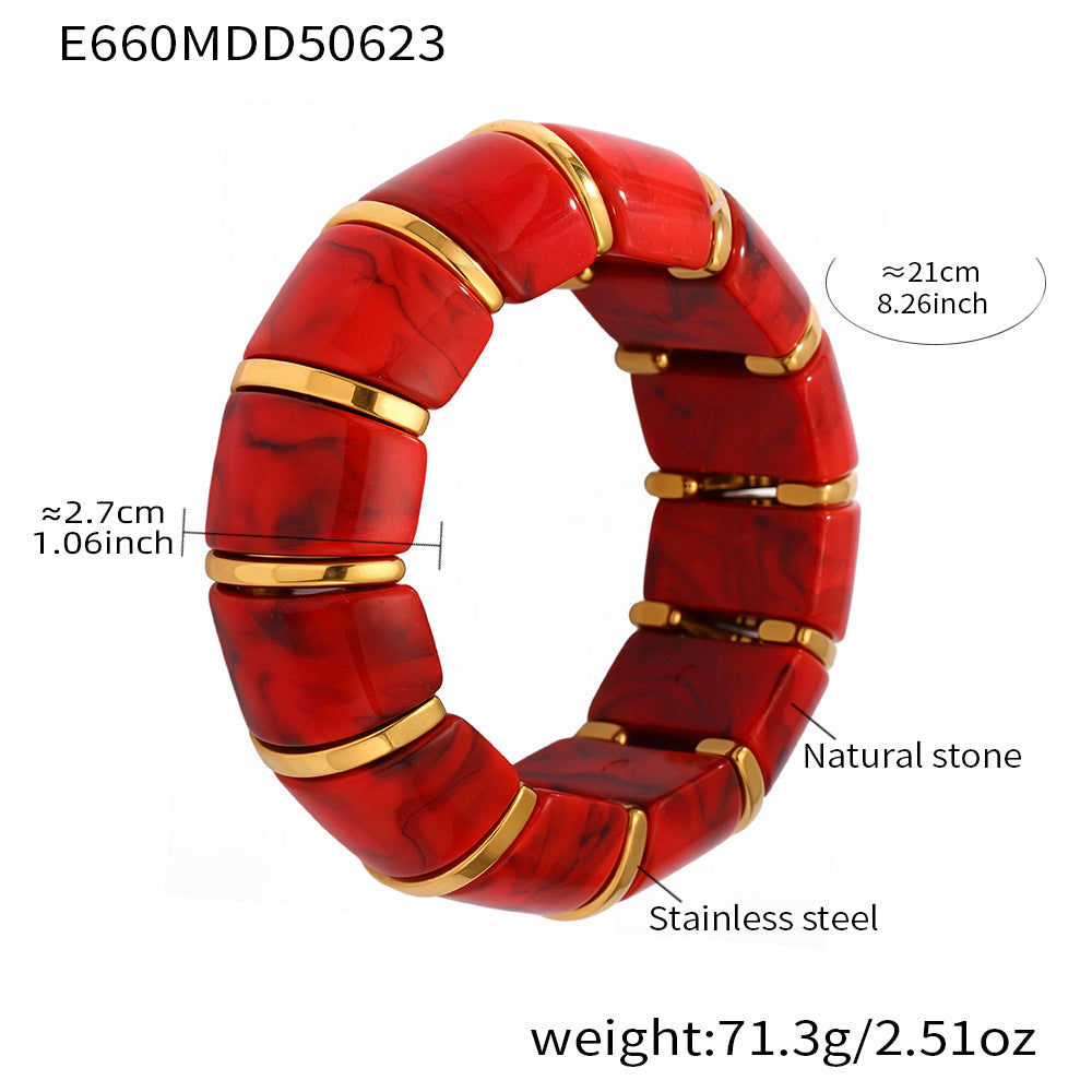 Wholesale Bohemian Style Trendy Crown-shaped Wrap Bracelets Natural Stone Elastic Rope Adjustable Colorful Gemstone Gift