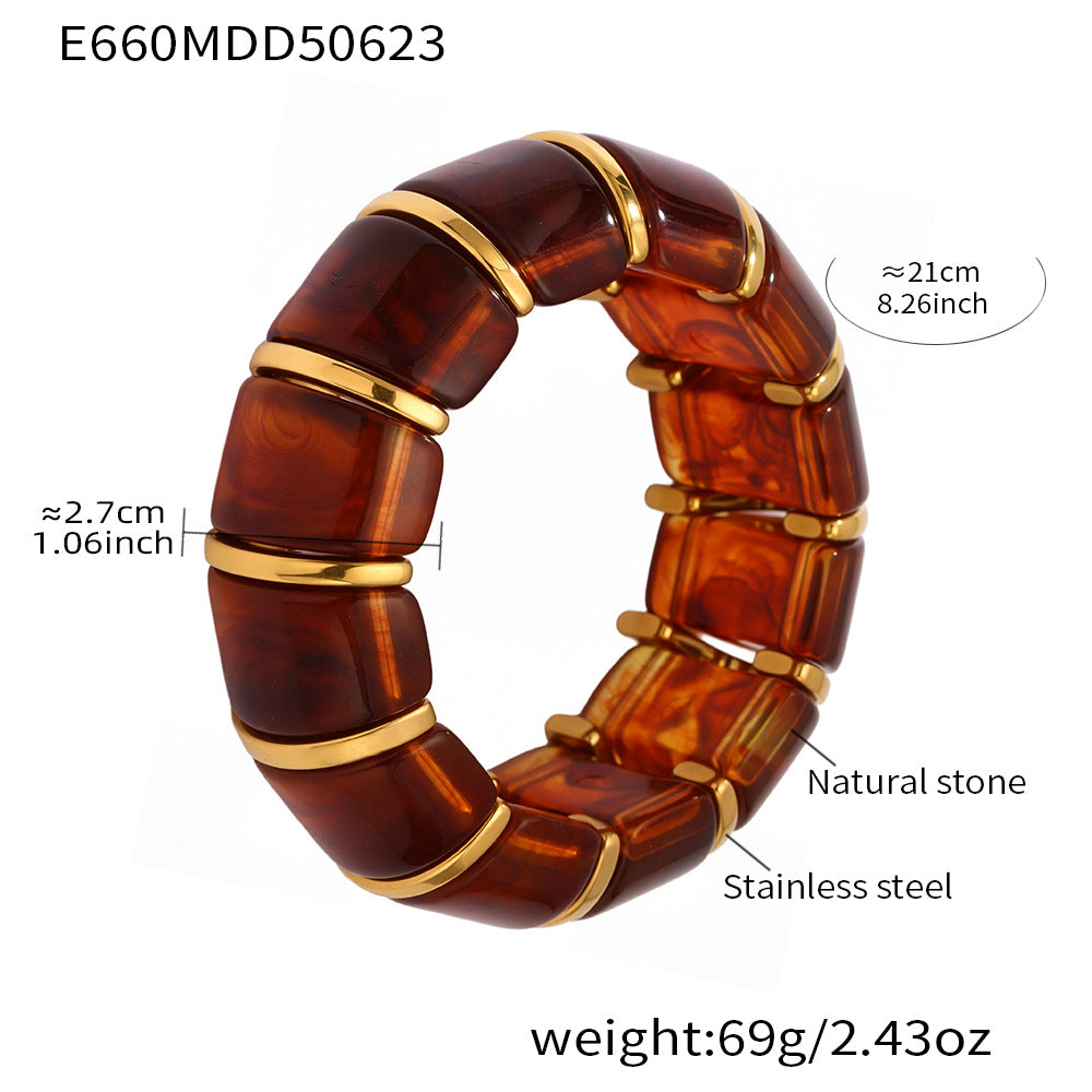 Wholesale Bohemian Style Trendy Crown-shaped Wrap Bracelets Natural Stone Elastic Rope Adjustable Colorful Gemstone Gift