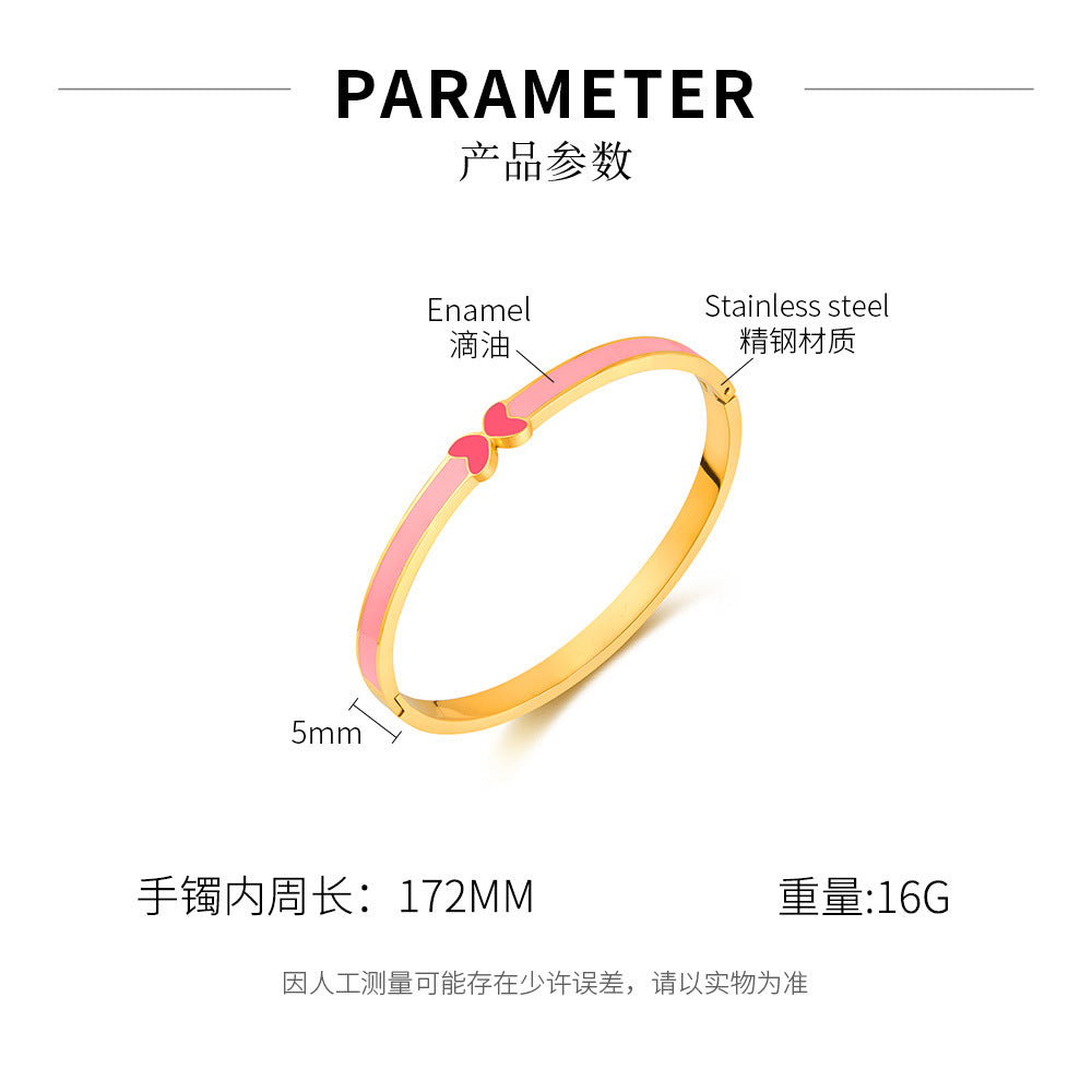 Stainless Steel Fashion Bangles REAL Gold Plated Butterfly Color Enamel Stylish Accessories