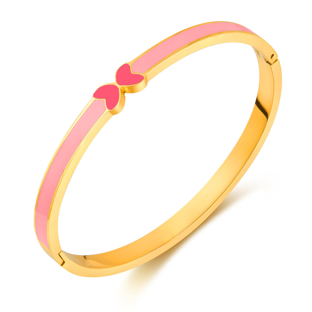 Stainless Steel Fashion Bangles REAL Gold Plated Butterfly Color Enamel Stylish Accessories