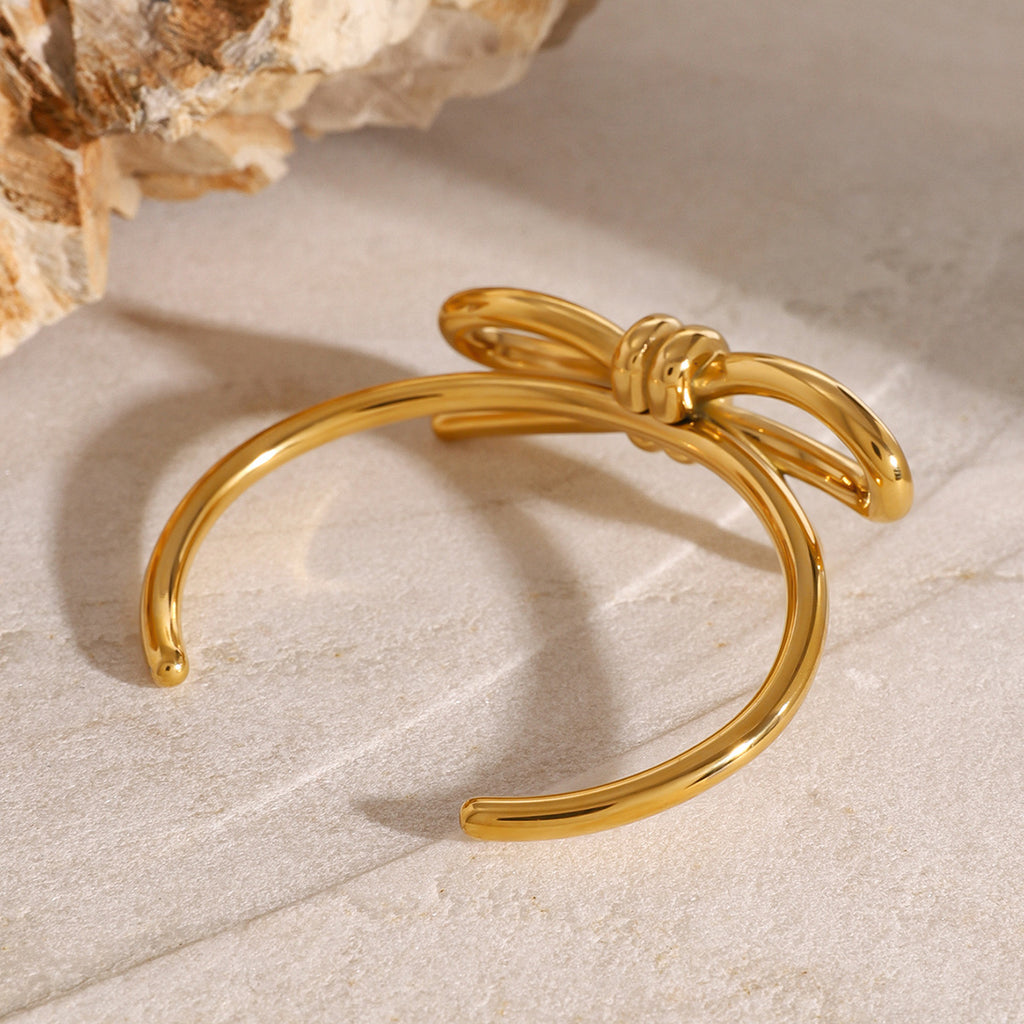 Wholesale Open Bangle Fashion Cuff Bracelets Real Gold PVD Plated Stainless Steel for Girls