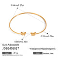 Wholesale Open Bangle Fashion Cuff Bracelets Real Gold PVD Plated Stainless Steel for Girls
