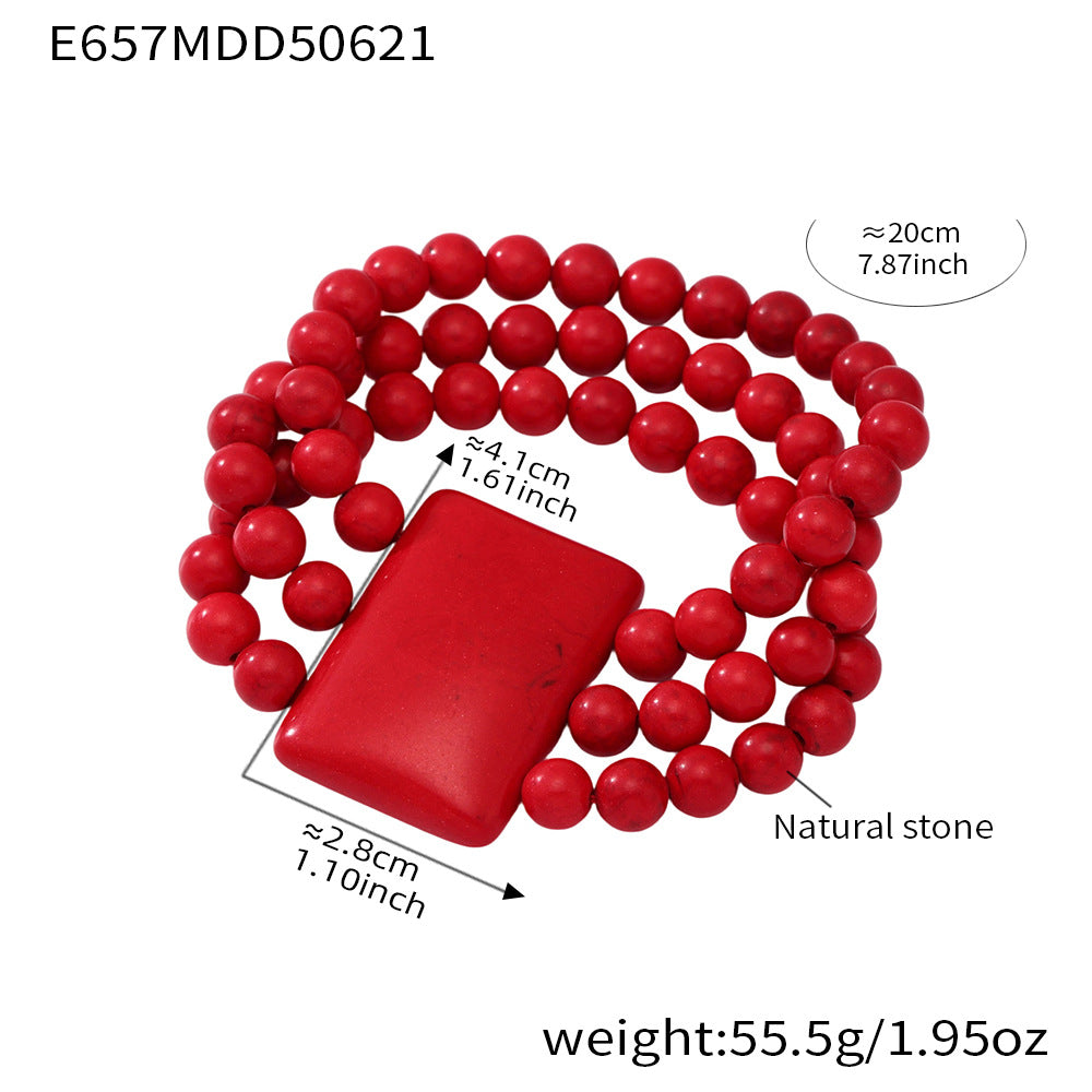 Wholesale Fashion Bracelets Natural Stone Elastic Rope Adjustable Crown-shaped Colorful Gemstone for Gift