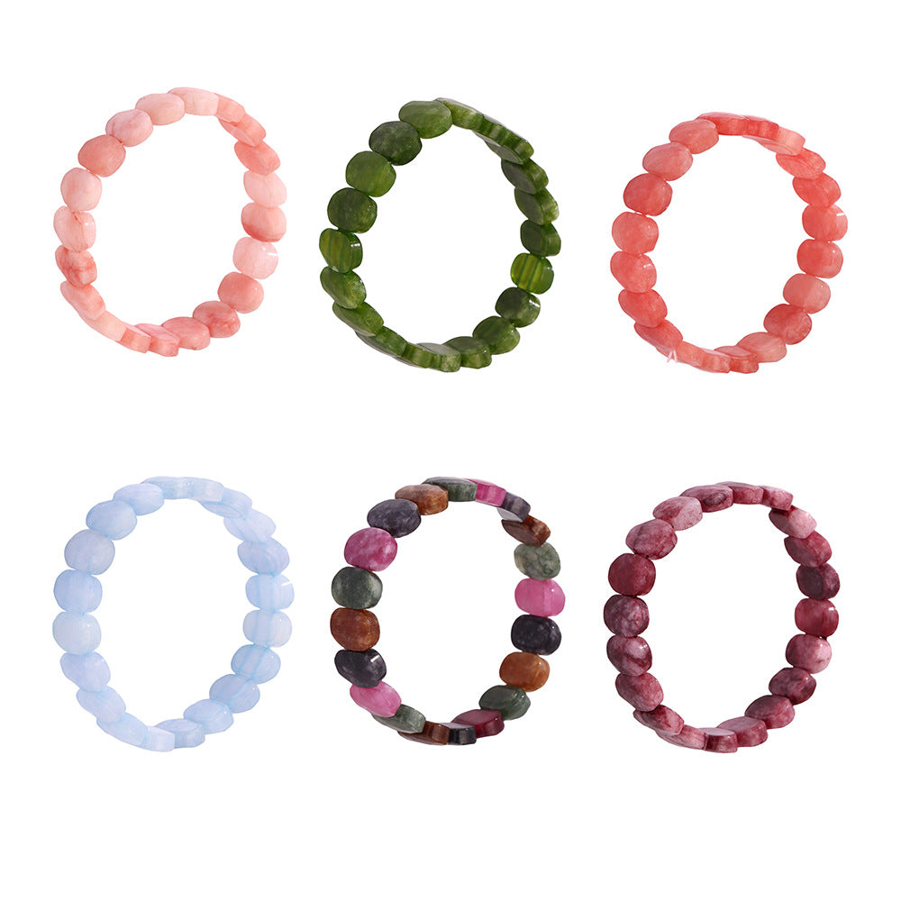 Wholesale Bohemian Style Trendy Crown-shaped Wrap Bracelets Natural Stone Elastic Rope Adjustable Colorful Gemstone Gift
