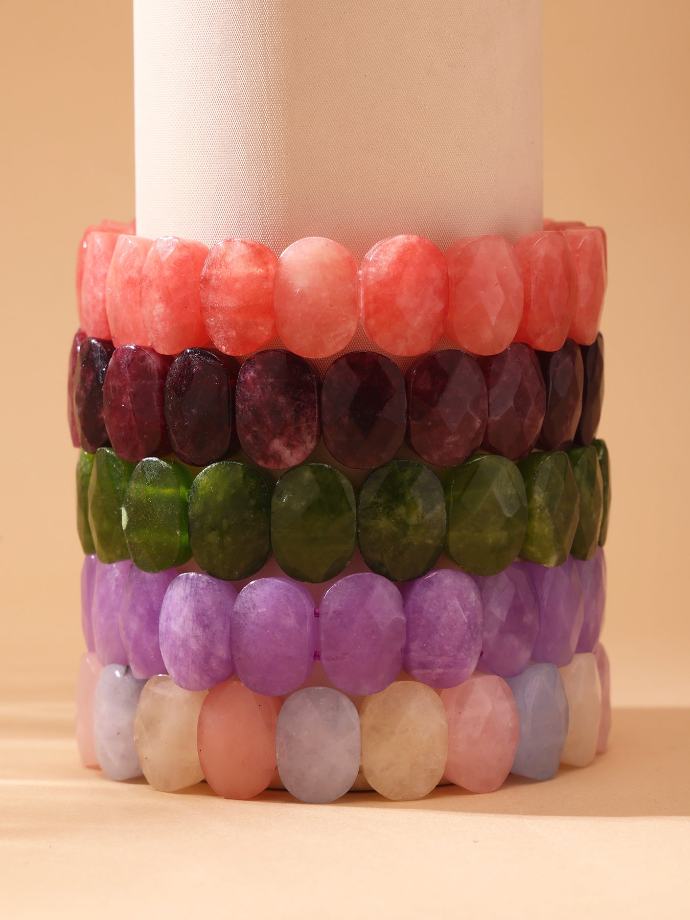 Wholesale Bohemian Style Trendy Crown-shaped Wrap Bracelets Natural Stone Elastic Rope Adjustable Colorful Gemstone Gift