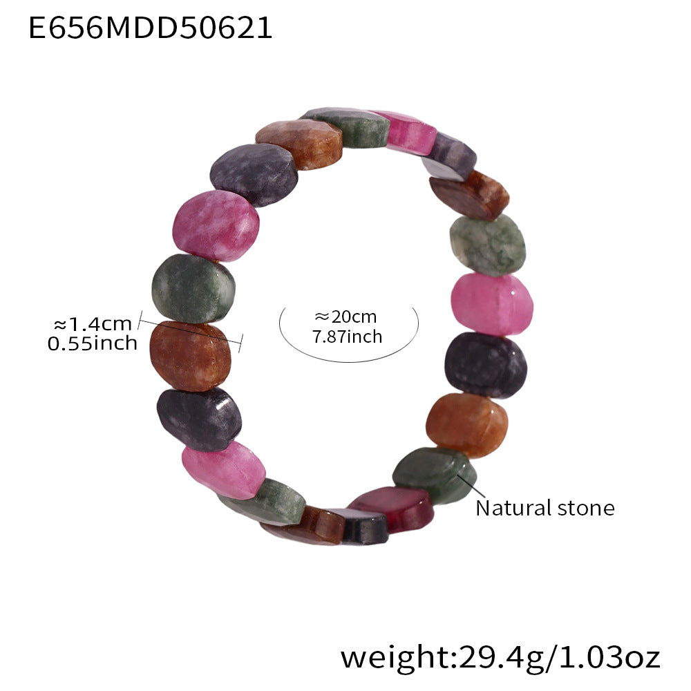 Wholesale Bohemian Style Trendy Crown-shaped Wrap Bracelets Natural Stone Elastic Rope Adjustable Colorful Gemstone Gift