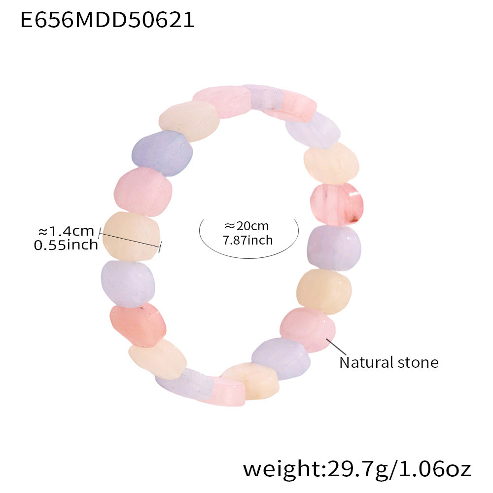 Wholesale Bohemian Style Trendy Crown-shaped Wrap Bracelets Natural Stone Elastic Rope Adjustable Colorful Gemstone Gift