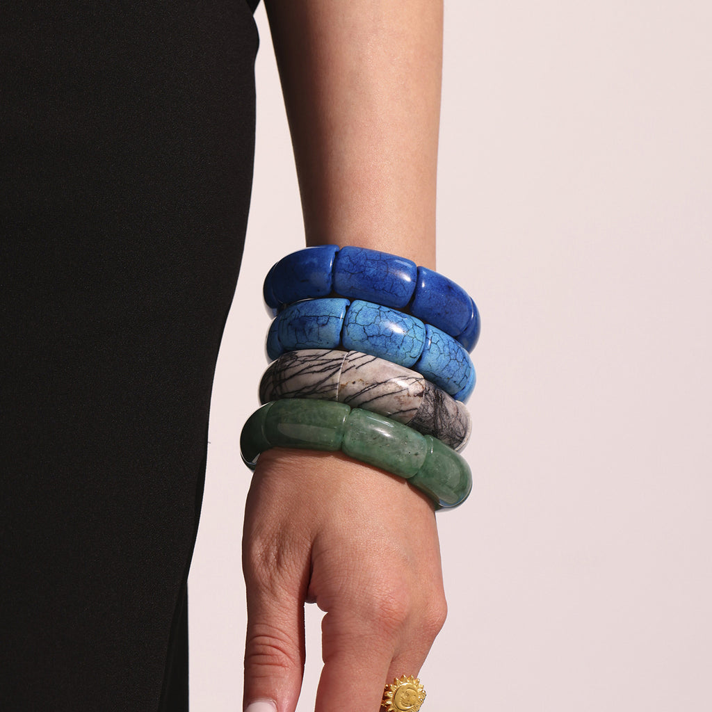 Wholesale Trendy Crown-shaped Natural Stone Bracelets Elastic Rope Adjustable Colorful Gemstone Fashion Wrap for Gifts